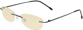 img 4 attached to 👓 Eyekepper Womens Blue Light Blocking Computer Reading Glasses: Stylish Rimless Small Readers with Yellow Filter Lens, Black +1.00