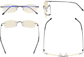 img 2 attached to 👓 Eyekepper Womens Blue Light Blocking Computer Reading Glasses: Stylish Rimless Small Readers with Yellow Filter Lens, Black +1.00
