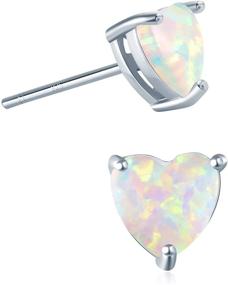 img 4 attached to 🌟 6mm Heart Opal Sterling Silver Hypoallergenic Stud Earrings – Comfortable Earrings for Sensitive Ears, Ideal Gifts for Girls & Women