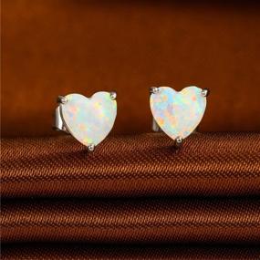 img 3 attached to 🌟 6mm Heart Opal Sterling Silver Hypoallergenic Stud Earrings – Comfortable Earrings for Sensitive Ears, Ideal Gifts for Girls & Women