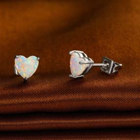 img 2 attached to 🌟 6mm Heart Opal Sterling Silver Hypoallergenic Stud Earrings – Comfortable Earrings for Sensitive Ears, Ideal Gifts for Girls & Women