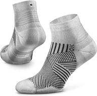 🏃 rockay flare running socks - cushioned quarter cut with arch support, 100% recycled material, anti-odor (1 pair) logo