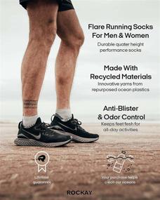 img 3 attached to 🏃 Rockay Flare Running Socks - Cushioned Quarter Cut with Arch Support, 100% Recycled Material, Anti-Odor (1 Pair)