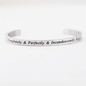 img 1 attached to 📿 Incandescently Happy Cuff Bracelet - Pride and Prejudice Quote Jewelry, a Perfectly Inspired Gift by Jane Austen