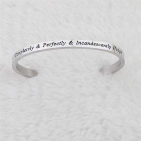 img 2 attached to 📿 Incandescently Happy Cuff Bracelet - Pride and Prejudice Quote Jewelry, a Perfectly Inspired Gift by Jane Austen