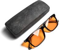 👓 thl blue light blocking reading glasses: enhance sleep quality with amber orange computer filter, combat eye strain - square eyeglasses frame (black) wide logo