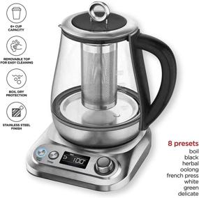 img 1 attached to 🍵 Chefman Digital Glass Kettle with Tea Infuser, 8 Presets & Programmable Temperature Control, Auto Shutoff, Water Filter, 6+ Cup Capacity, 1.5 Liter