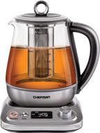 🍵 chefman digital glass kettle with tea infuser, 8 presets & programmable temperature control, auto shutoff, water filter, 6+ cup capacity, 1.5 liter logo