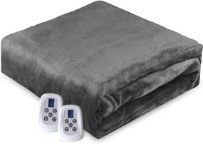 img 4 attached to 🔌 Sunvivi Electric Heated Blanket, Queen Size – Dual Controller, 10 Heat Settings, 12 Hour Auto Off, Machine Washable, Gray