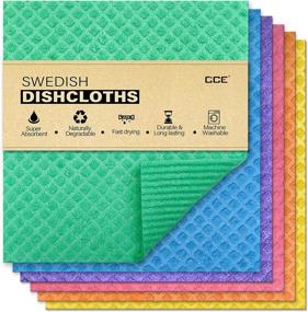 img 4 attached to 🌿 CCE Swedish Dishcloths: Eco-Friendly Cellulose Sponge Cloths for Kitchen - 6 Pack | Reusable, Absorbent, and Sustainable Cleaning Cloths