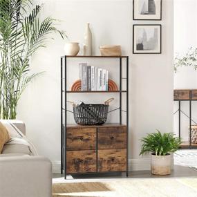 img 3 attached to 🏬 SONGMICS Rustic Storage Cabinet, Storage Rack with Shelves and Fabric Drawers, Industrial Bookshelf for Living Room, Study, Bedroom - Multifunctional, Rustic Brown and Black ULGS044B02