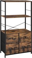 🏬 songmics rustic storage cabinet, storage rack with shelves and fabric drawers, industrial bookshelf for living room, study, bedroom - multifunctional, rustic brown and black ulgs044b02 logo