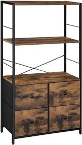 img 4 attached to 🏬 SONGMICS Rustic Storage Cabinet, Storage Rack with Shelves and Fabric Drawers, Industrial Bookshelf for Living Room, Study, Bedroom - Multifunctional, Rustic Brown and Black ULGS044B02