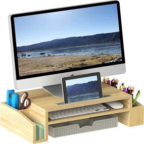 img 4 attached to Enhance Your Workspace with SimpleHouseware Desk Monitor Stand Riser and Organizer Tray