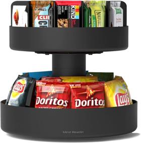 img 4 attached to 🍿 SNACKCAR Supreme Snack Organizer - Mind Reader, 14 x 14.5 Round, Black