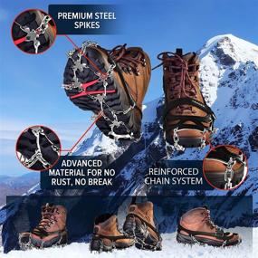 img 3 attached to 🥾 Hiking Boot and Shoe Ice Cleats - Anti-Slip Crampons with Walk Traction Spikes, Snow Grippers and Grips - Safe Protection for Hiking, Climbing, Fishing, Mountaineering, and Walking - Men Women