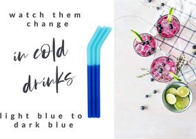 img 2 attached to Mood Straws Silicone Reusable Drinking Straws with Color-Changing Effects, Cleaning Squeegee, and Eco-Friendly Design - Ideal for Tumblers, YETIs, Kids - Package of 3, Ocean