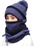 stay cozy with the 3-in-1 warm thick knitted beanie hat scarf and mask set for women logo