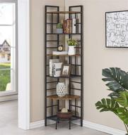📚 homissue 6-tier industrial corner shelf unit: 76.9” tall bookcase storage for home office display, organizer stand logo