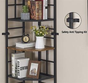 img 3 attached to 📚 Homissue 6-Tier Industrial Corner Shelf Unit: 76.9” Tall Bookcase Storage for Home Office Display, Organizer Stand