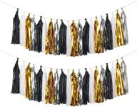 🎉 merrynine tissue tassels garlands - 40pcs, 19.5 ft long tassels for wedding, baby shower, event &amp; party decorations - gold/silver/black/white set logo