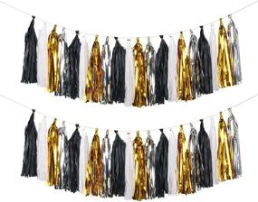 img 4 attached to 🎉 MerryNine Tissue Tassels Garlands - 40PCS, 19.5 ft Long Tassels for Wedding, Baby Shower, Event &amp; Party Decorations - Gold/Silver/Black/White Set