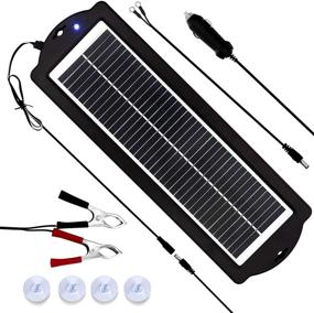 img 4 attached to ⚡️ MEGSUN 3W Waterproof Solar Car Battery Maintainer Trickle Charger Kit for Cars, Boats, RVs, Trailers, Campers, Automotive, Motorcycles, Snowmobiles (12V)