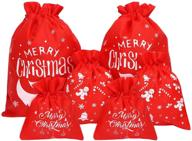 🎁 fingooo рождественские мешки-мешочки со шнурком: 12 повторно используемых праздничных мешков для среднего и маленького упаковочного материала логотип