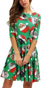 img 3 attached to 🎄 Timemory Women's Christmas 3D Print Short Sleeve Casual Flared Midi Dress - Unique & Stylish