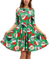 🎄 timemory women's christmas 3d print short sleeve casual flared midi dress - unique & stylish logo