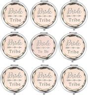 💄 pack of 9 compact pocket makeup mirrors set: includes 1 bride-to-be mirror and 8 bride tribe mirrors - bachelorette party bridesmaid proposal gifts (champagne) logo