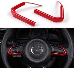 img 2 attached to 🚀 Enhance Your Mazda 3, 6, CX Models: Duoles 2 PCS Red ABS Steering Wheel Sequins Cover Trim - Stylish Auto Accessories for Interior Decoration