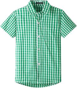 img 4 attached to 👕 Spring and Gege Boys' Short Sleeve Plaid Poplin Button-Down Shirt for Enhanced SEO