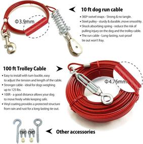 img 3 attached to 🐶 Durable Aerial Dog Tie Out Trolley System: 100ft/75ft/50ft Dog Zipline with 10ft Runner Cable - Secure Tie Out for Large, Medium, Small Dogs Up to 125 lbs - Ideal for Yard or Camping