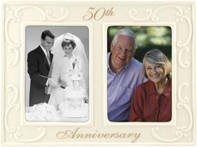 img 1 attached to 🖼️ Malden International Designs 50th Anniversary Ceramic Milestones Picture Frame - Two Openings, 3.5-Inch by 5-Inch