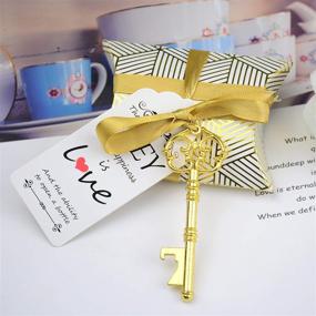 img 1 attached to Vintage Skeleton Key Bottle Openers: 50pcs Wedding Favor Souvenir Gift Set with Pillow Candy Box, Escort Gift Card, Thank You Tag and French Ribbon in Gold