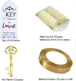 img 3 attached to Vintage Skeleton Key Bottle Openers: 50pcs Wedding Favor Souvenir Gift Set with Pillow Candy Box, Escort Gift Card, Thank You Tag and French Ribbon in Gold