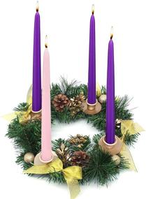 img 3 attached to 🕯️ Classic Christmas Advent Wreath: Gold Glitter Pine Cone, Ribbon, Season Candle Holder, and X-mas Candle Decorations