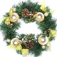 🕯️ classic christmas advent wreath: gold glitter pine cone, ribbon, season candle holder, and x-mas candle decorations logo
