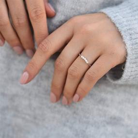 img 3 attached to 💍Серебряное кольцо на свадьбу с изогнутым дизайном: Нежное стопочное кольцо для сложения, минималистичное и тонкое обручальное кольцо.