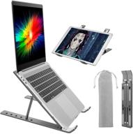 🖥️ joyoka space gray laptop stand: portable ergonomic foldable holder for macbook air, pro, lenovo, dell 10-15.6 laptops - adjustable height tablet computer riser stand logo