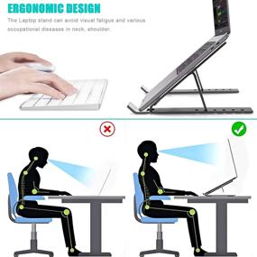 img 3 attached to 🖥️ JOYOKA Space Gray Laptop Stand: Portable Ergonomic Foldable Holder for MacBook Air, Pro, Lenovo, Dell 10-15.6 Laptops - Adjustable Height Tablet Computer Riser Stand