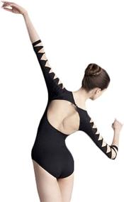 img 3 attached to 🩰 Daydance 3/4 Sleeve Hollow Dance Leotards for Women – Perfect for Ballet and Aerobics