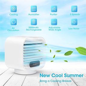 img 3 attached to 🌬️ Viopic 3-in-1 Rechargeable Portable Air Conditioner with 2000mAh Battery - 100% Leakproof Design Evaporative Cooler Fan for Home and Office, Includes Water Tank