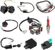 🔌 quad wire harness complete wiring kit for 4 stroke atv 50cc 70cc 90cc 110cc 125cc pit quad dirt bike go kart parts scooter moped parts - includes electrics stator coil cdi wiring harness, solenoid relay & spark plug logo