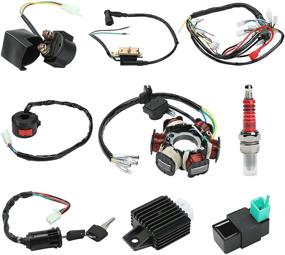 img 4 attached to 🔌 Quad Wire Harness Complete Wiring Kit for 4 Stroke ATV 50cc 70cc 90cc 110cc 125cc Pit Quad Dirt Bike Go Kart Parts Scooter Moped Parts - Includes Electrics Stator Coil CDI Wiring Harness, Solenoid Relay & Spark Plug