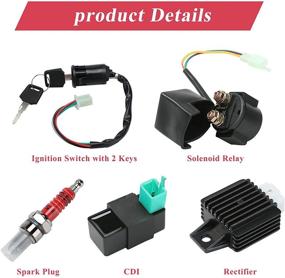 img 1 attached to 🔌 Quad Wire Harness Complete Wiring Kit for 4 Stroke ATV 50cc 70cc 90cc 110cc 125cc Pit Quad Dirt Bike Go Kart Parts Scooter Moped Parts - Includes Electrics Stator Coil CDI Wiring Harness, Solenoid Relay & Spark Plug