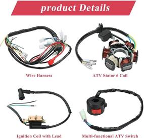 img 2 attached to 🔌 Quad Wire Harness Complete Wiring Kit for 4 Stroke ATV 50cc 70cc 90cc 110cc 125cc Pit Quad Dirt Bike Go Kart Parts Scooter Moped Parts - Includes Electrics Stator Coil CDI Wiring Harness, Solenoid Relay & Spark Plug