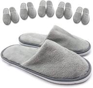 🏨 premium 6 pairs warm spa slippers: comfortable non slip disposable hotel slippers for women and men - thick soft cotton reusable house slippers ideal for guests, bathroom, bedroom, travel, home, indoor logo