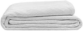 img 2 attached to Elite Home Diamond Weave Bamboo & Cotton Super-Soft Blend Blanket - Full/Queen Size, 90x90 - White - Premium Comfort at its Best!